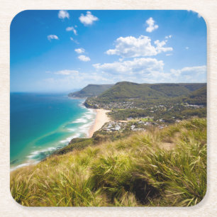 Coastline New South Wales, Australia Square Paper Coaster