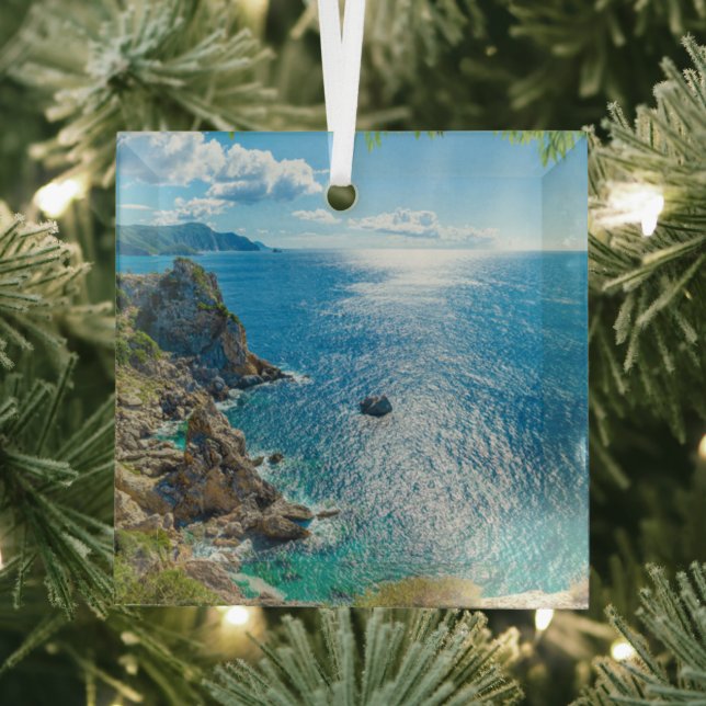 Coastline | Palaiokastritsa, Corfu, Greece Glass Tree Decoration (Insitu)