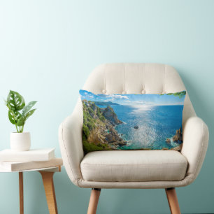 Coastline   Palaiokastritsa, Corfu, Greece Lumbar Cushion