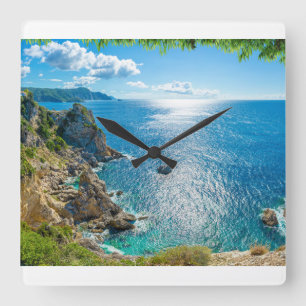 Coastline Palaiokastritsa, Corfu, Greece Square Wall Clock