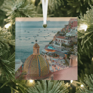 Coastline   Positano, Amalfi Coast, Italy Glass Tree Decoration