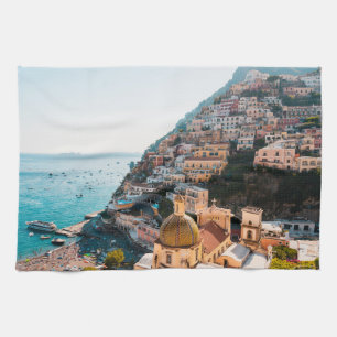 Coastline Positano Italy, Cliffside Village Tea Towel