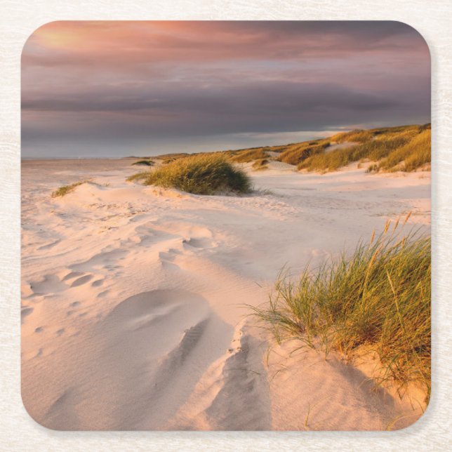 Coastline | Saltum Beach, Denmark Square Paper Coaster (Front)