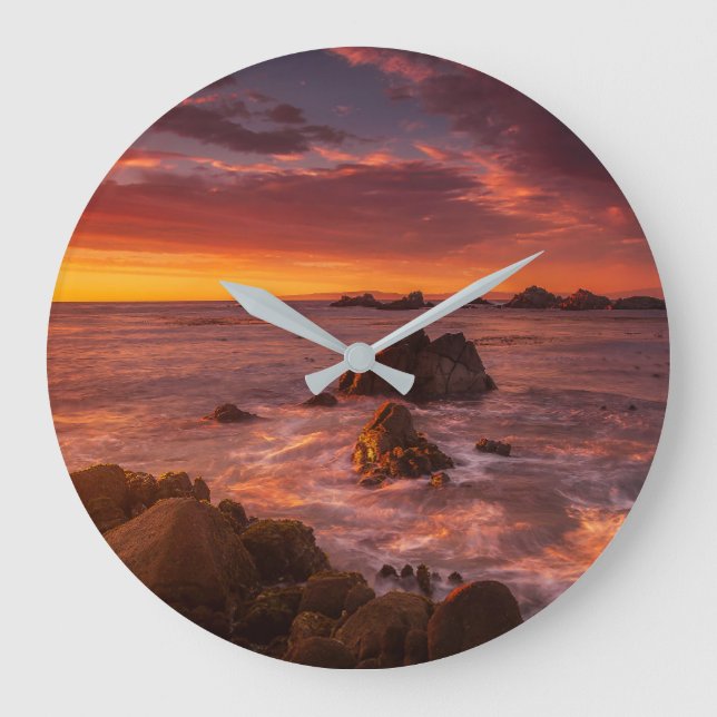 Coastline | Sunset Pacific Grove Carmel California Large Clock (Front)