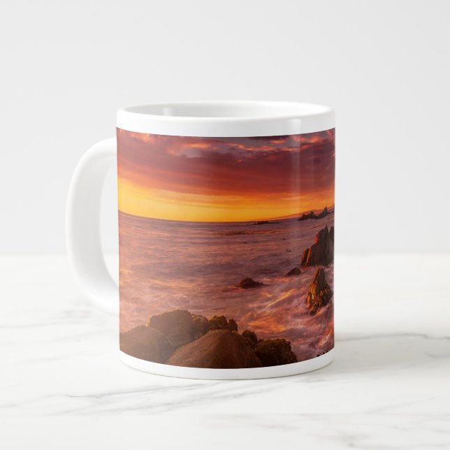 Coastline | Sunset Pacific Grove Carmel California Large Coffee Mug (Front Left)