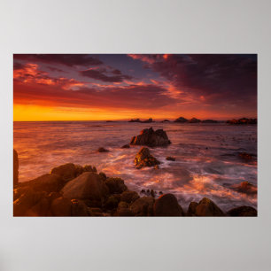 Coastline   Sunset Pacific Grove Carmel California Poster