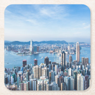 Coastline Tsim Sha Tsu, Hong Kong Island, Asia Square Paper Coaster