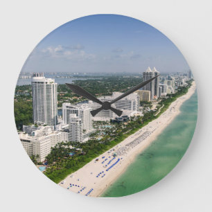 Coastline   Urban Beach, Miami, Florida Large Clock
