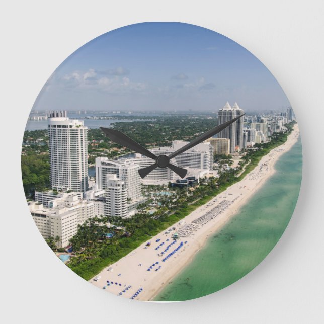 Coastline | Urban Beach, Miami, Florida Large Clock (Front)