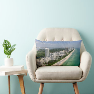 Coastline   Urban Beach, Miami, Florida Lumbar Cushion