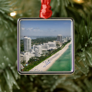 Coastline Urban Beach, Miami, Florida Metal Ornament