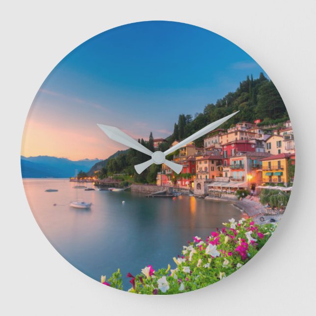 Coastline | Varenna, Lombardy, Italy Large Clock (Front)