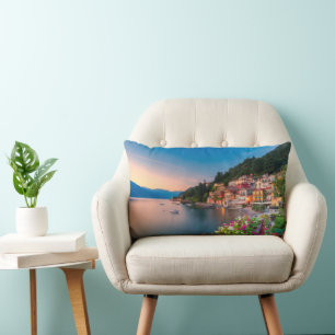 Coastline Varenna, Lombardy, Italy Lumbar Cushion