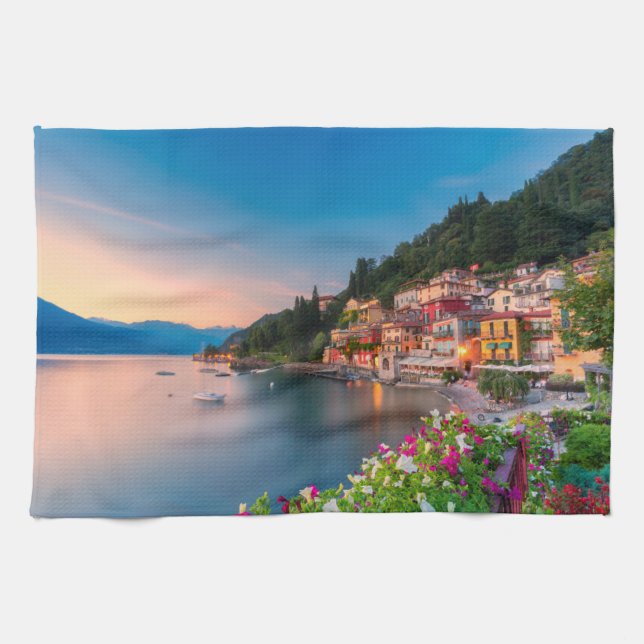 Coastline | Varenna, Lombardy, Italy Tea Towel (Horizontal)