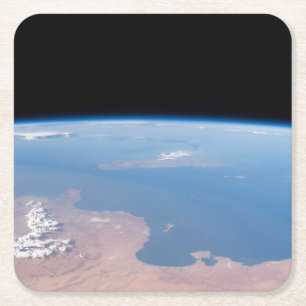 Coasts Of Tunisia And Libya And Island Of Sicily Square Paper Coaster
