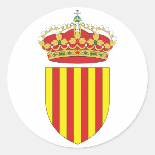 Coat Arms Cataluña Official Spain heraldry Symbol Classic Round Sticker