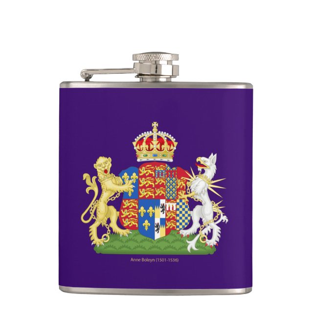 Coat of Arms Anne Boleyn Hip Flask (Front)