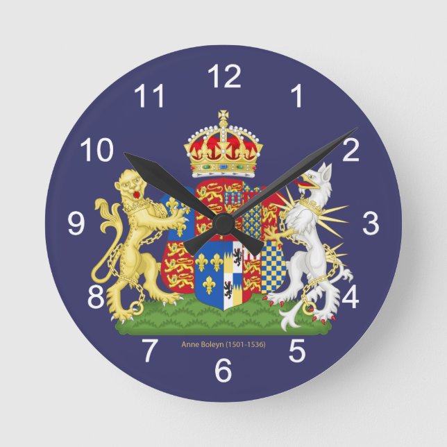 Coat of Arms Anne Boleyn Round Clock (Front)