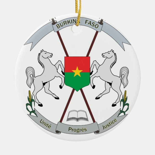 Coat of Arms Burkina Faso - Armoiries Burkina Faso Ceramic Ornament (Front)