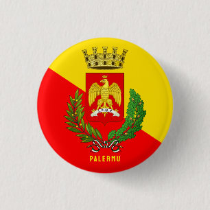 Coat of arms/ flag of Palermo (city), Sicily 3 Cm Round Badge