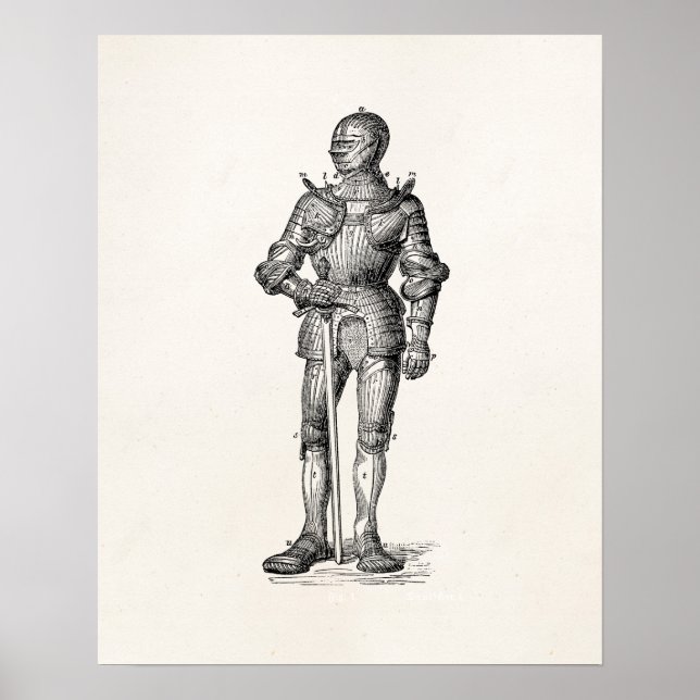 Coat of Arms Knight Shining Armour Sword Mediaeval Poster (Front)