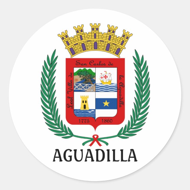 Coat of Arms of Aguadilla, Puerto Rico Classic Round Sticker (Front)