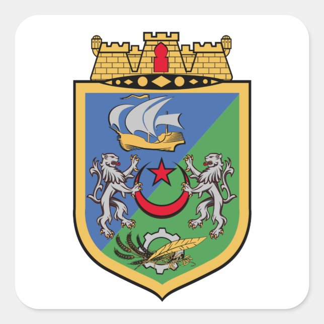 Coat of Arms of Algiers Square Sticker (Front)