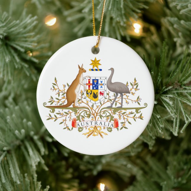 Coat of Arms of Australia Ceramic Ornament (Tree)