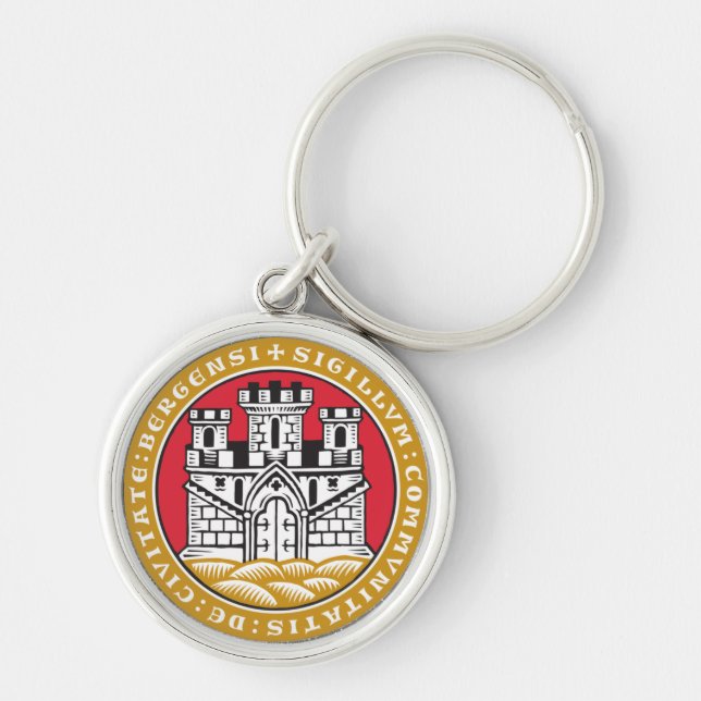 Coat of Arms of Bergen, Norway Key Ring (Front)