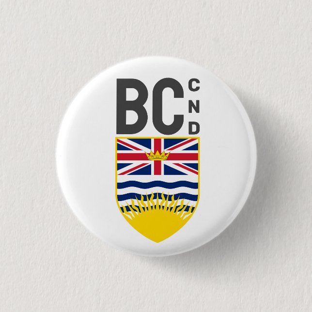 Coat of Arms of British Columbia - CND 3 Cm Round Badge (Front)