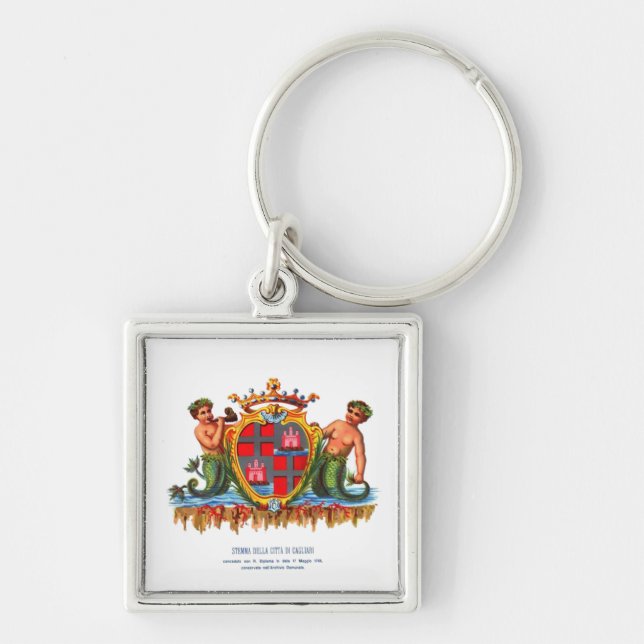 Coat of Arms of Cagliari, Sardinia Key Ring (Front)