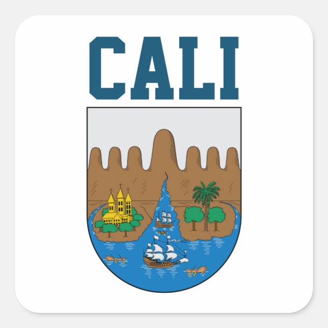 Coat of Arms of Cali, Colombia Square Sticker (Front)