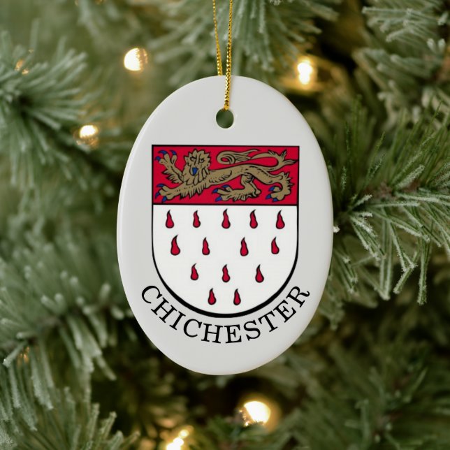 Coat of Arms of Chichester, West Sussex (England) Ceramic Ornament (Tree)
