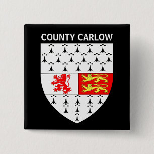 Coat of Arms of County Carlow, Republic of Ireland 15 Cm Square Badge