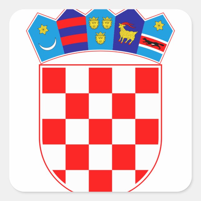 Coat of arms of Croatia, Croatian Emblem, Hrvatska Square Sticker (Front)