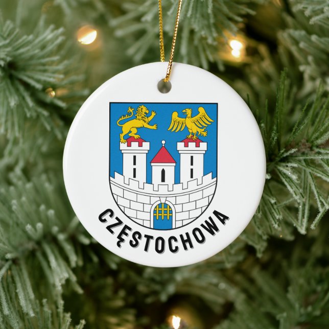 Coat of Arms of Częstochowa, Poland Ceramic Ornament (Tree)