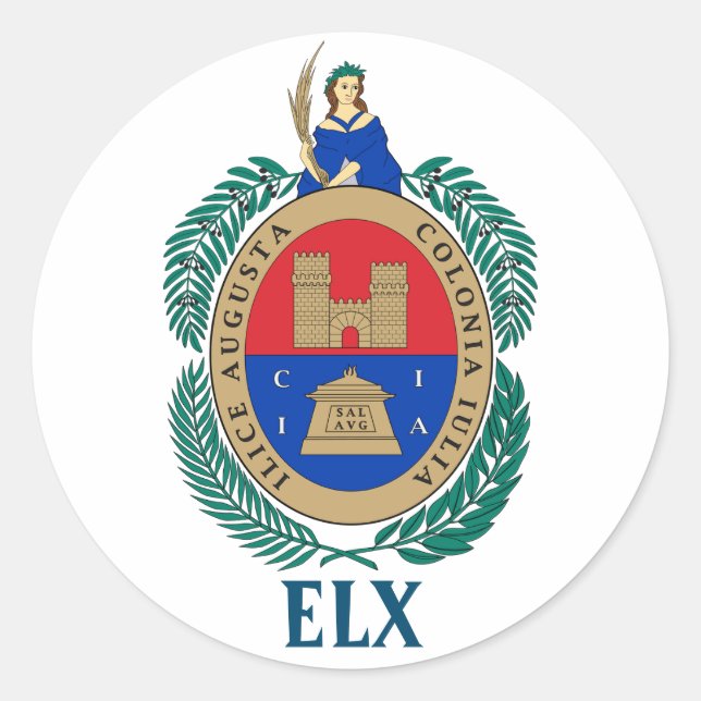 Coat of Arms of Elche, SPAIN Classic Round Sticker (Front)