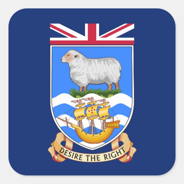 Coat of Arms of Falkland Islands Square Sticker (Front)