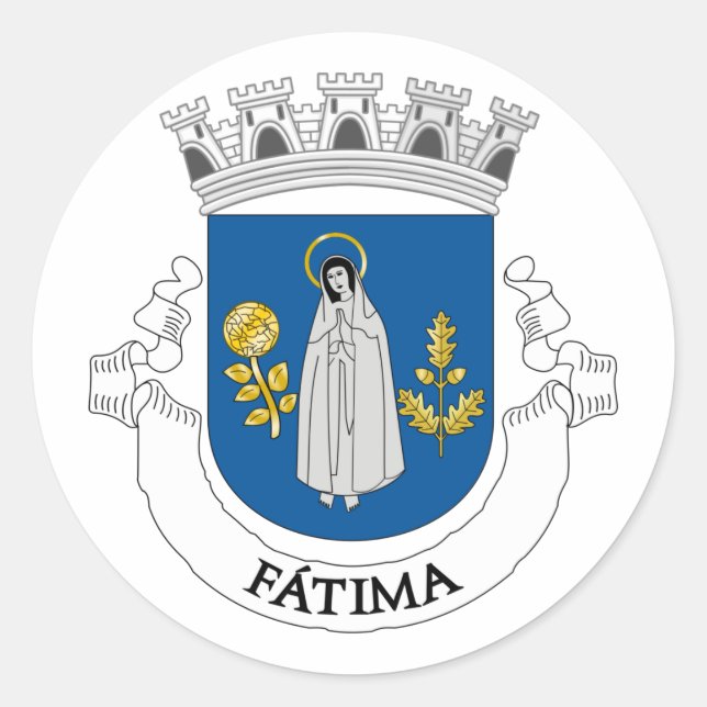Coat of Arms of Fátima, Portugal Classic Round Sticker (Front)