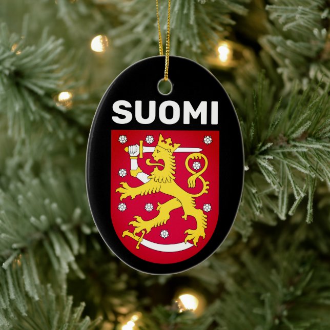 Coat of Arms of Finland Ceramic Ornament (Tree)