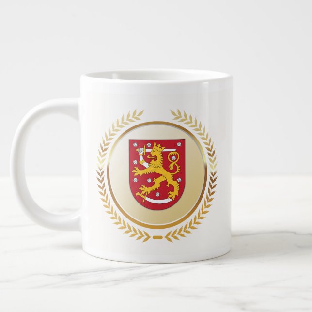 Coat of Arms of Finland Large Coffee Mug (Left)