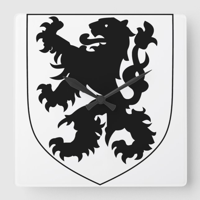 Coat of Arms of Flanders Square Wall Clock (Front)