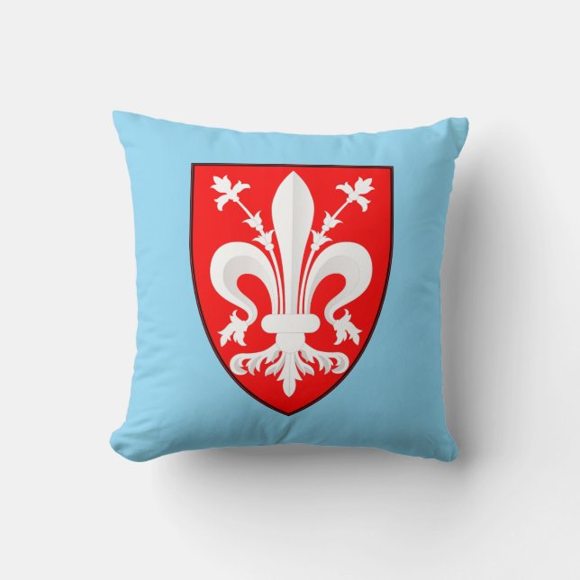 Coat of Arms of Florence Red Florentine Lily  Cushion (Front)