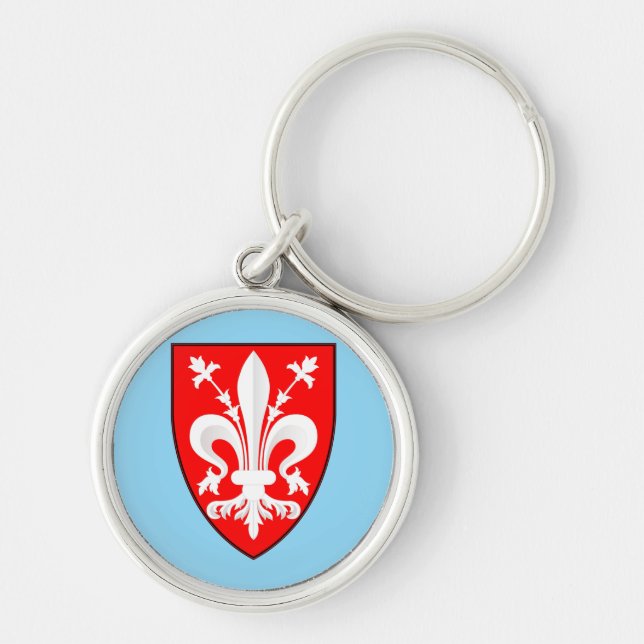 Coat of Arms of Florence Red Florentine Lily  Key Ring (Front)