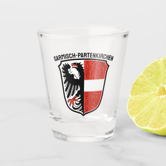 Coat of Arms of Garmisch-Partenkirchen, Germany Shot Glass (Front)