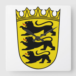 Coat of arms of Germany state Baden-Wurttemberg Square Wall Clock