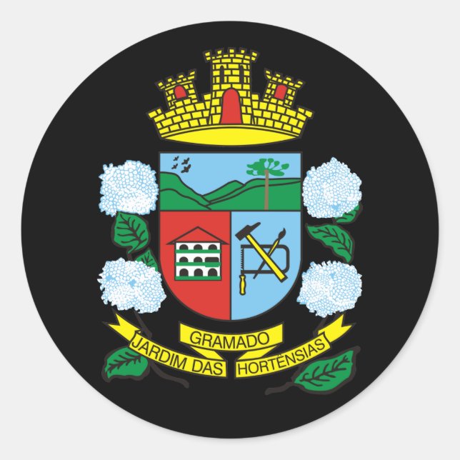 Coat of Arms of Gramado, Rio Grande do Sul (BR) Cl Classic Round Sticker (Front)