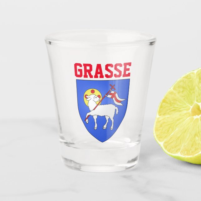 Coat of Arms of Grasse - Alpes-Maritimes (FR) Shot Glass (Front)