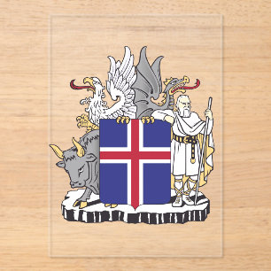 Coat of Arms of Iceland Mythical Guardians Art Acrylic Invitations