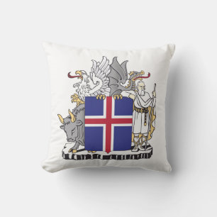 Coat of Arms of Iceland Mythical Guardians Art Cushion